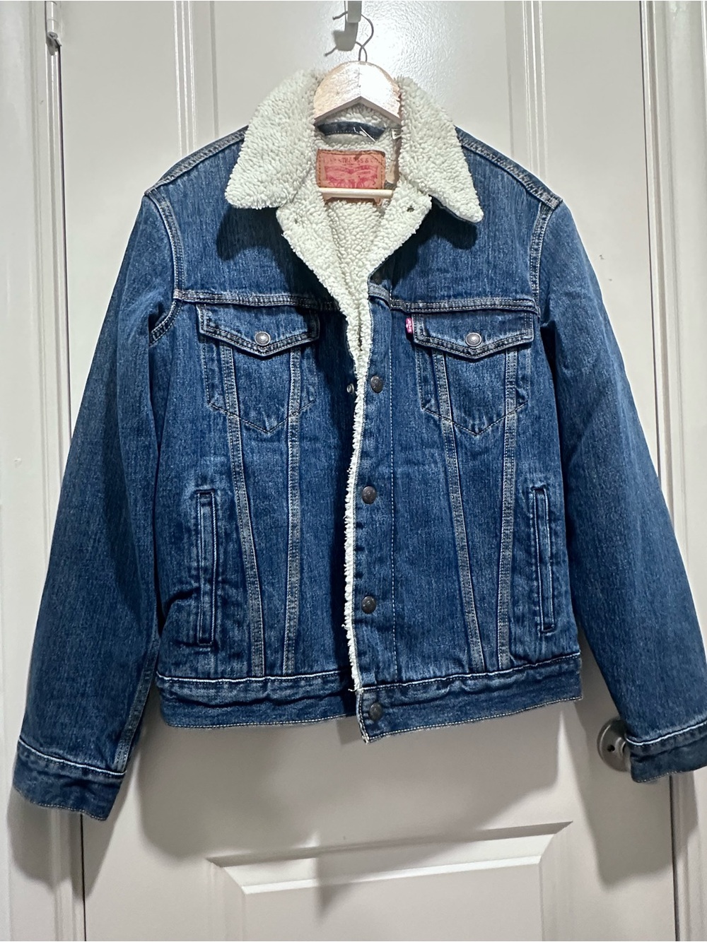 Levi's Blue Denim Jacket with Cream Sherpa Collar